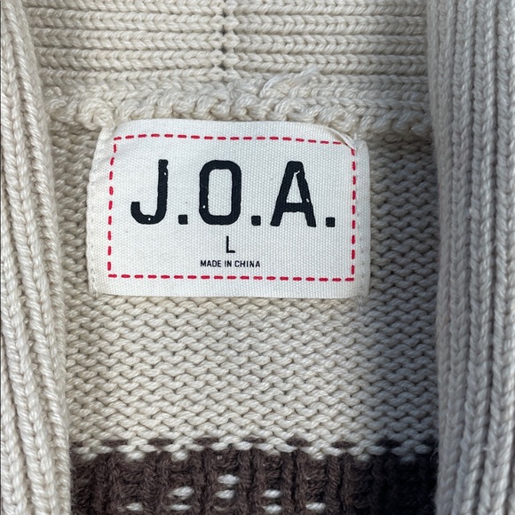 JOA Beige Horse Jacquard Shawl Knit Cardigan Sweater Western Country Sz L - Picture 7 of 13